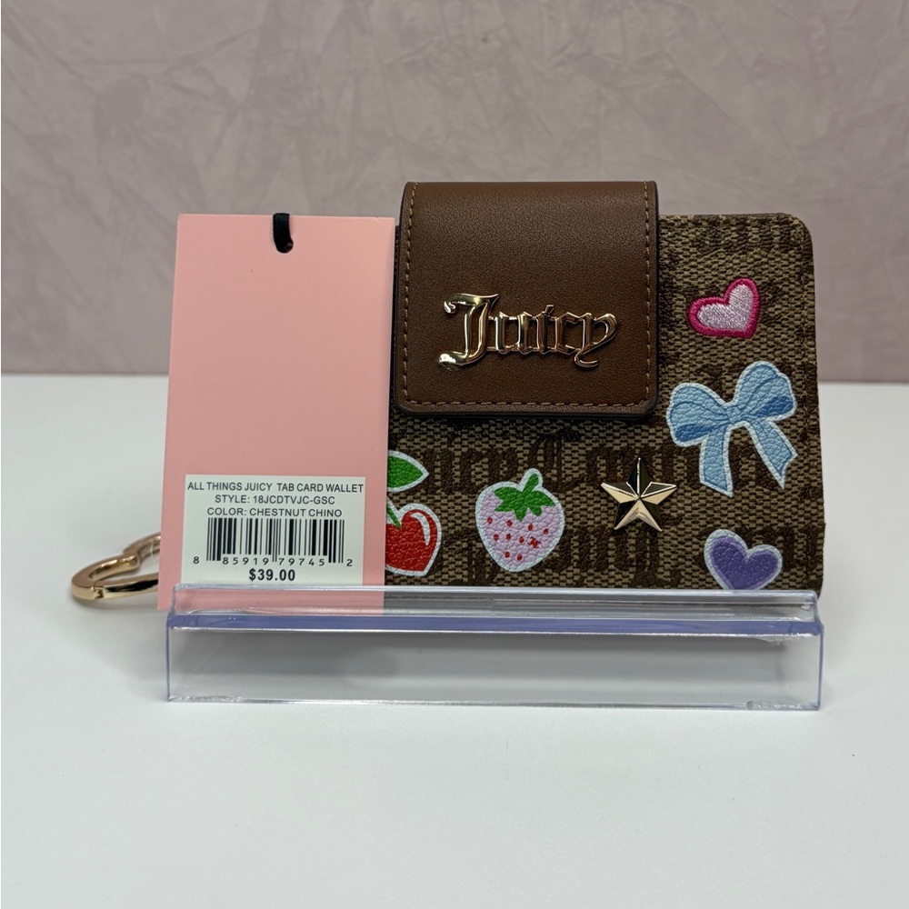 Juicy Couture All Things Juicy Tab Card Wallet Chestnut Chino - Picture 2 of 14